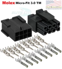 Molex  (8 Circuits) Male & Female Housing w/ Pins 20-24 AWG Micro-Fit 3.0™