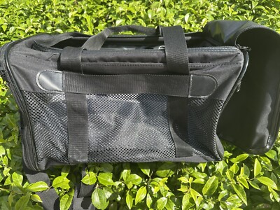 Pet Carrier Soft Sided Small Cat Dog Comfort Black Bag Travel Approved