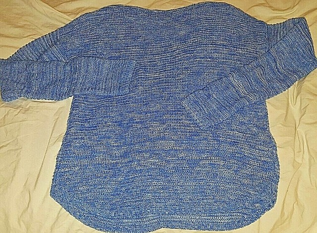 blue and white pullover