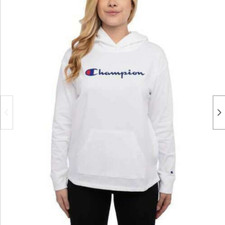 Champion Woman's Cotton Lightweight Hoodie White, Medium NWT