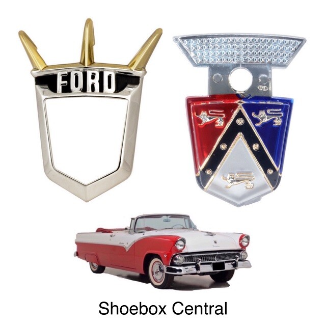 1955 Ford Fairlane Hood Emblem & Bezel Crest Ornament Medallion | eBay