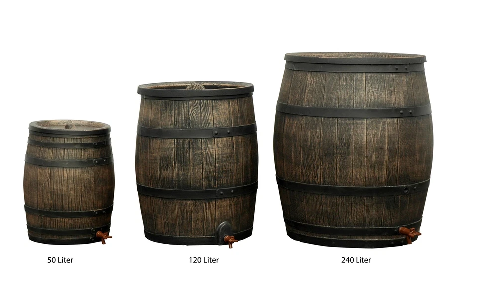 YERD Regen Tonne Holz Fass Regen Wein Optik 50 Liter Barrik Style Tank Wasser - Bild 4 von 4