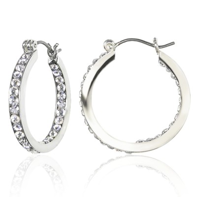 Forever Silver 25mm Genuine Austrian Crystal Birthstone Hoop Earrings 12 Months!