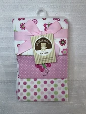 Carters Baby Receiving Blankets Pink Green Dots Flowers Butterfly Floral 3-Pack