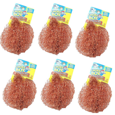 6 Pcs Chore Boy Copper Rust Free Scrubbers for Pot and Pans