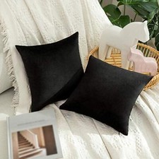 Pack of 2 Velvet Pillow Covers Decorative Square 12x12 Inch Pack of 2 Black