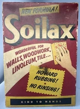Vintage 1956 Soilax Cleaning Powder Box With Contents 6.5" X 4.5"