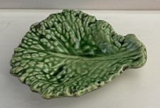 Sarreguemines Vintage Green Cabbage Leaf Plate Dish France