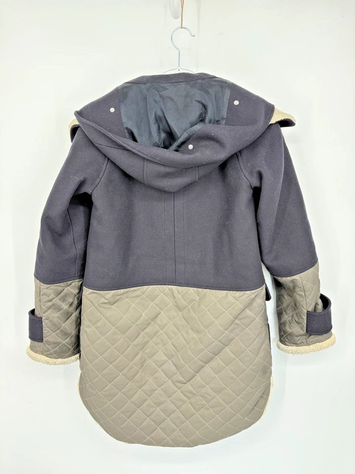 Abrigo acolchado Karen Millen mezcla de lana para mujer talla 4 con capucha cremallera completa invierno acogedor Foto 2 de 4