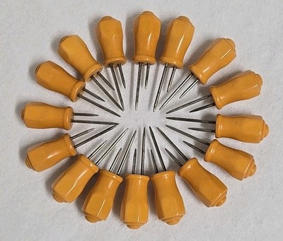 16 Butterscotch Bakelite Corn-on-Cob Skewers Vintage Art Deco 409 TESTED Retro