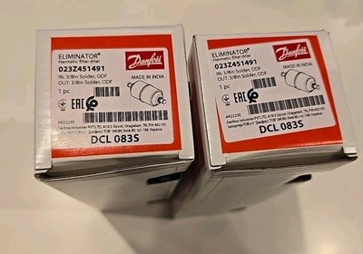 2 x Danfoss Filtertrockner DCL 083s cu.in. Lötzinn 3/8 Zoll  023Z50491 Neu.
