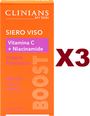 3PCS CLINIANS FACE SERUM VITAMIN C + NIACINAMIDE MOISTURIZING REVITALIZING 30ML