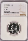 1959 Washington Quarter Proof DDO FS-101 NGC PF 69 PR69 TOP POP Silver Coin 25C