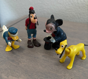 Set of 4 Vintage Mickey Mouse Bobble Head Nodders Walt Disney Goofy Donald Pluto