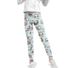 Girls Stretch Leggings Ankle Length 4-13 Years Kids 8-9 Years Sea Otter 1