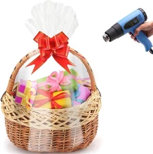 Morepack Shrink Wrap Bags for Gift Baskets,20x20 inches Clear PVC Heat clear 
