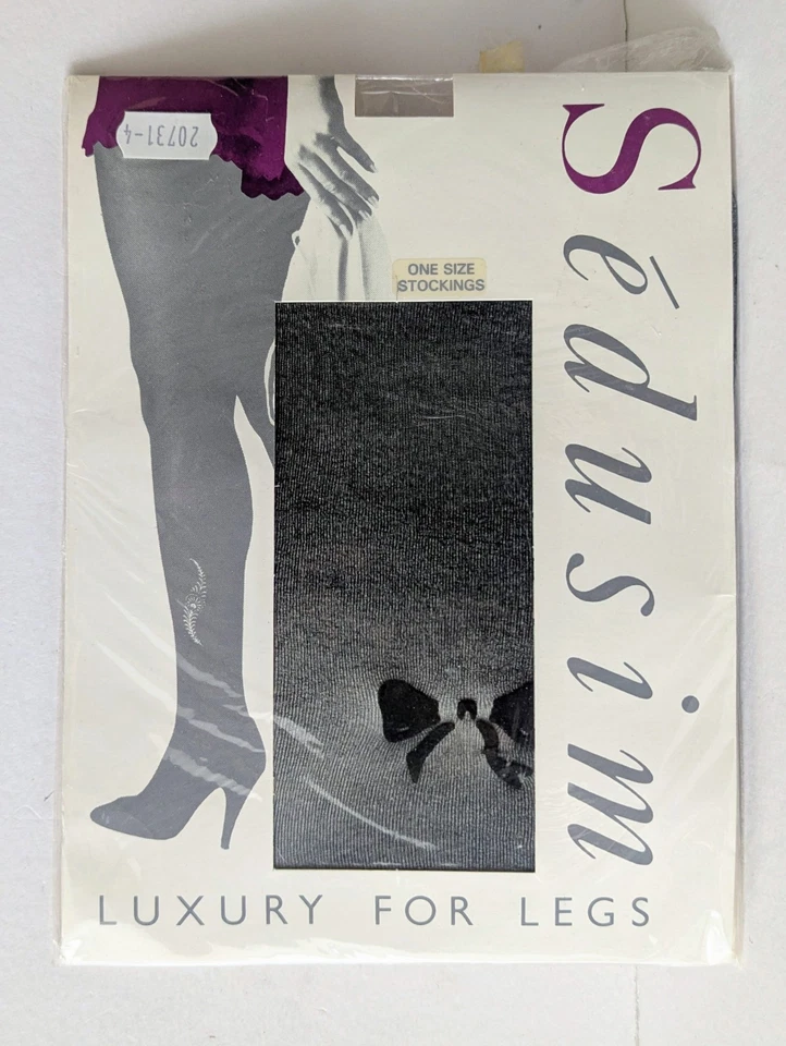 2 Paar englische Strapsstrümpfe one Size gemustert Vintage für Strumpfhalter - Bild 3 von 4