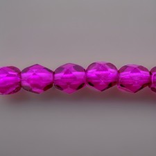 Czech fire-polished glass Beads Translucent Fuchsia 4mm faceted round