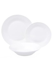 12 Piece White Dinner Set Dinnerware Stoneware Plates Bowls