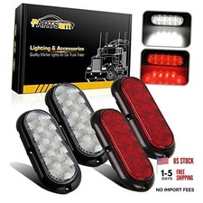 4Pcs 6 Inch Oval Led Trailer Tail Lights Kit 10 LED Flange Mount Waterproof