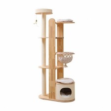 Cat Tree with Clear Bowl Tall Wooden Cat Cat Tree with Scratching Posts Solid
