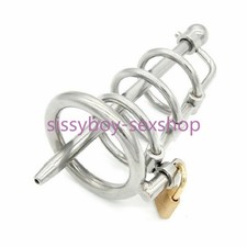 NEW Men Lock Belt Restraint Device Long Tube Stainless Steel Male Chastity Cage