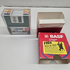 16 3.5" Diskettes Vintage AT T Sealed Package IBM Formatted 2HD, 6 BASF 2DD