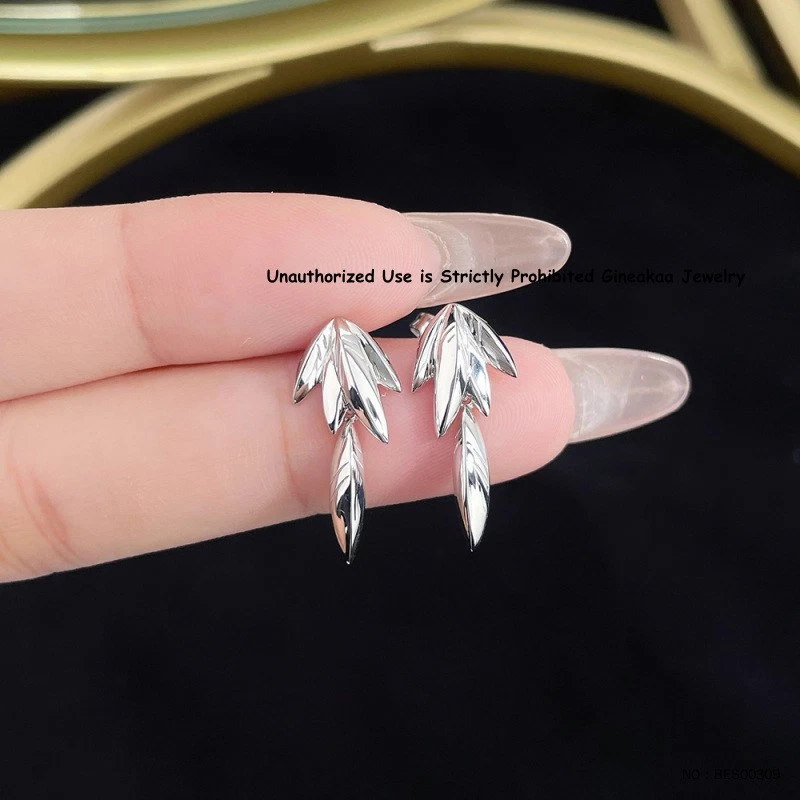 Pendientes de corazón de trigo de la suerte de platino 950 puro PT950 para mujer 5,4-5,5 g 22*10 mm Foto 3 de 4