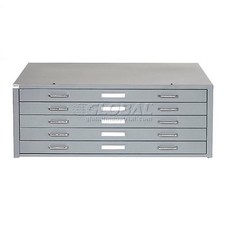 41"W Flat File Cabinet 5 Drawer Gray