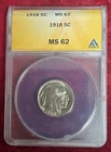 1918-P 5c. Buffalo Nickel ANACS MS-62