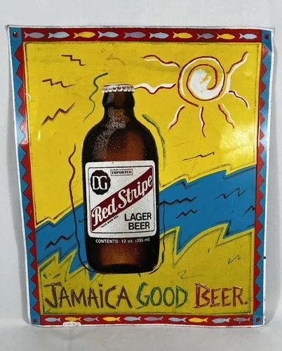 Vintage Red Stripe Lager Jamaica Good Beer Metal Sign 20" x 24" Bar Man Cave