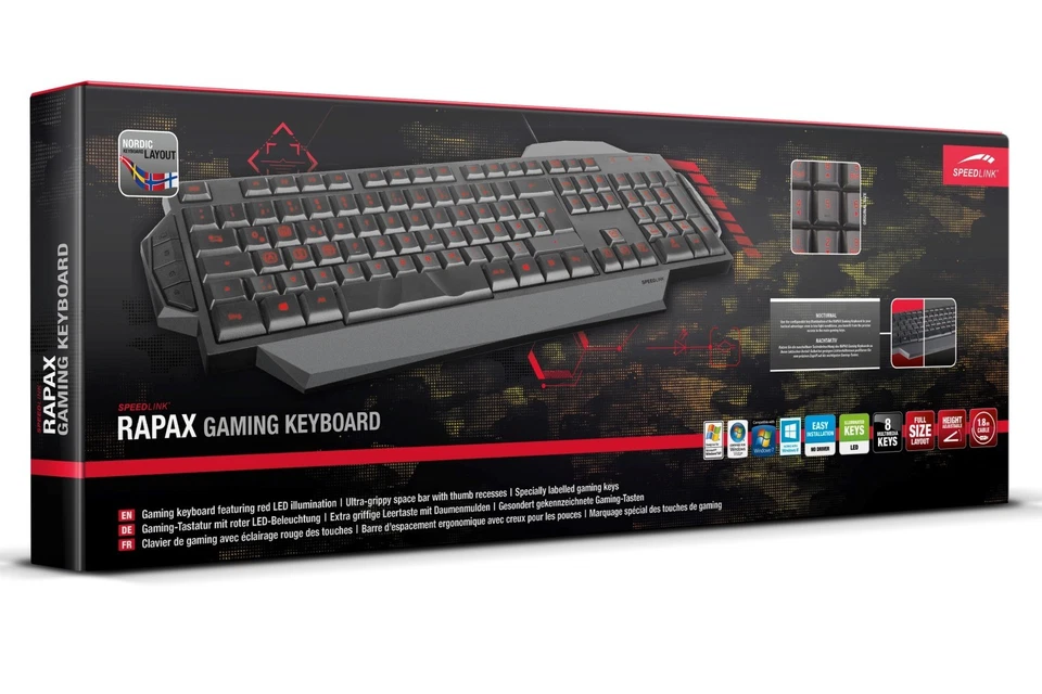 Speedlink RAPAX USB Gaming Tastatur QWERTY LED NO SWE FIN Nordic Keyboard-Layout - Bild 4 von 4