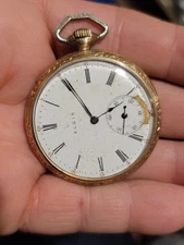Elgin 14kt Yellow Gold Filled Manual Wind Antique Pocket Watch Running
