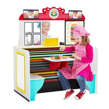 Lil’ Jumbl Wooden Double-Sided Restaurant & Kitchen Playset – Intera