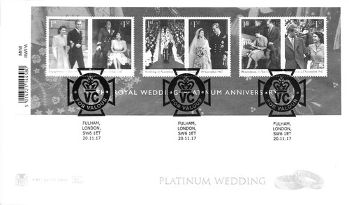 2017 Platinum Wedding Anniversary MS, Stuart FDC (unaddressed), VC - Fulham SpHS
