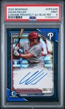 2024 Bowman Chrome Prospect Auto Aidan Miller #CPAAMI True Blue Ref /150 PSA 9