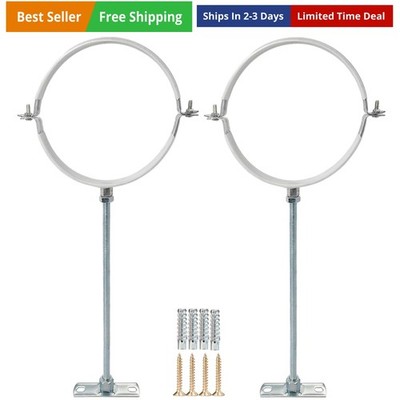 2 Sets 6 Inch Adjustable Pipe Bracket，Heavy Duty Galvanized Iron Stove Pipe H...
