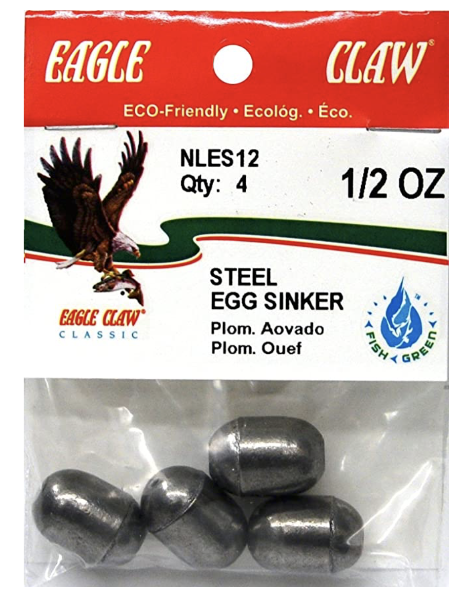 Eagle Claw Steel Egg Sinker, Fish Weight, Non-Lead, 1/2 Pack