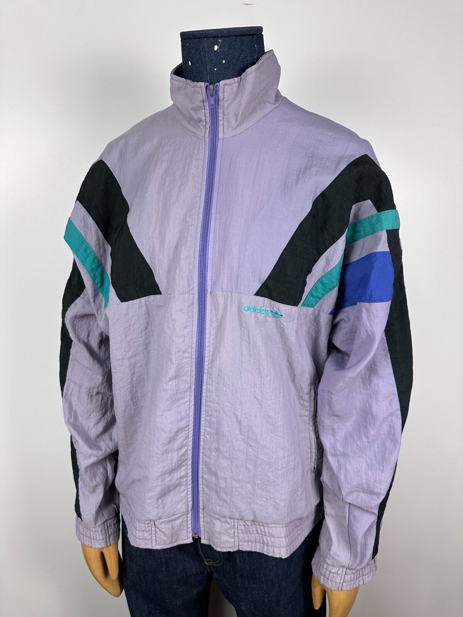 Adidas Originals Vintage 90s Purple Nylon Track Top Jacket Size M 