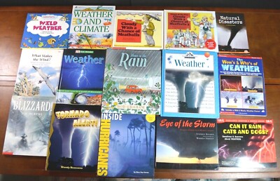 Set 15 HBPB Weather Picture Books Clouds Rain Snow Hurricane Science Teacher W2
