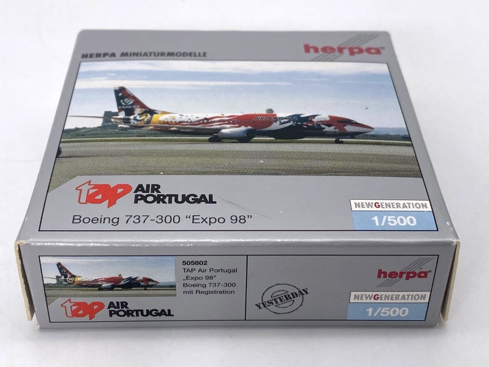 Herpa 505802 tap Air Portugal Boeing 737-300 Expo 98 1:500 Diecast Model NOB - Image 3 of 4