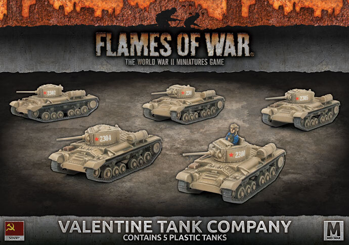 Flames of War Mid War Soviet Union Valentine Tank Company (x5 Plastic)