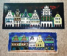 2x DDR Emailbild Metallbild Stilfassade Bild Bilder M&ouml;belwerk Makranst&auml;dt 1970er