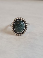 Natural Green Malachite Ring, 7.5, Solid 925 Sterling Silver, Handcrafted