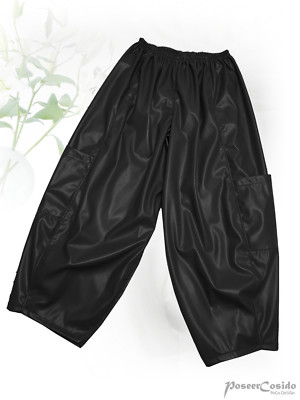 PoCo LAGENLOOK Ballon-Hose Kunst-Leder schwarz L-XL-XXL-XXXL 46 48 50 52 54 56