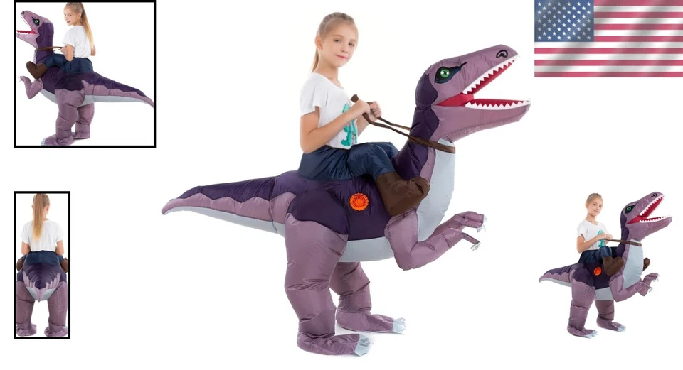 Fast Inflate Ride-On Triceratops Costume for Children - Fun and Easy Wear - Image 2 of 4