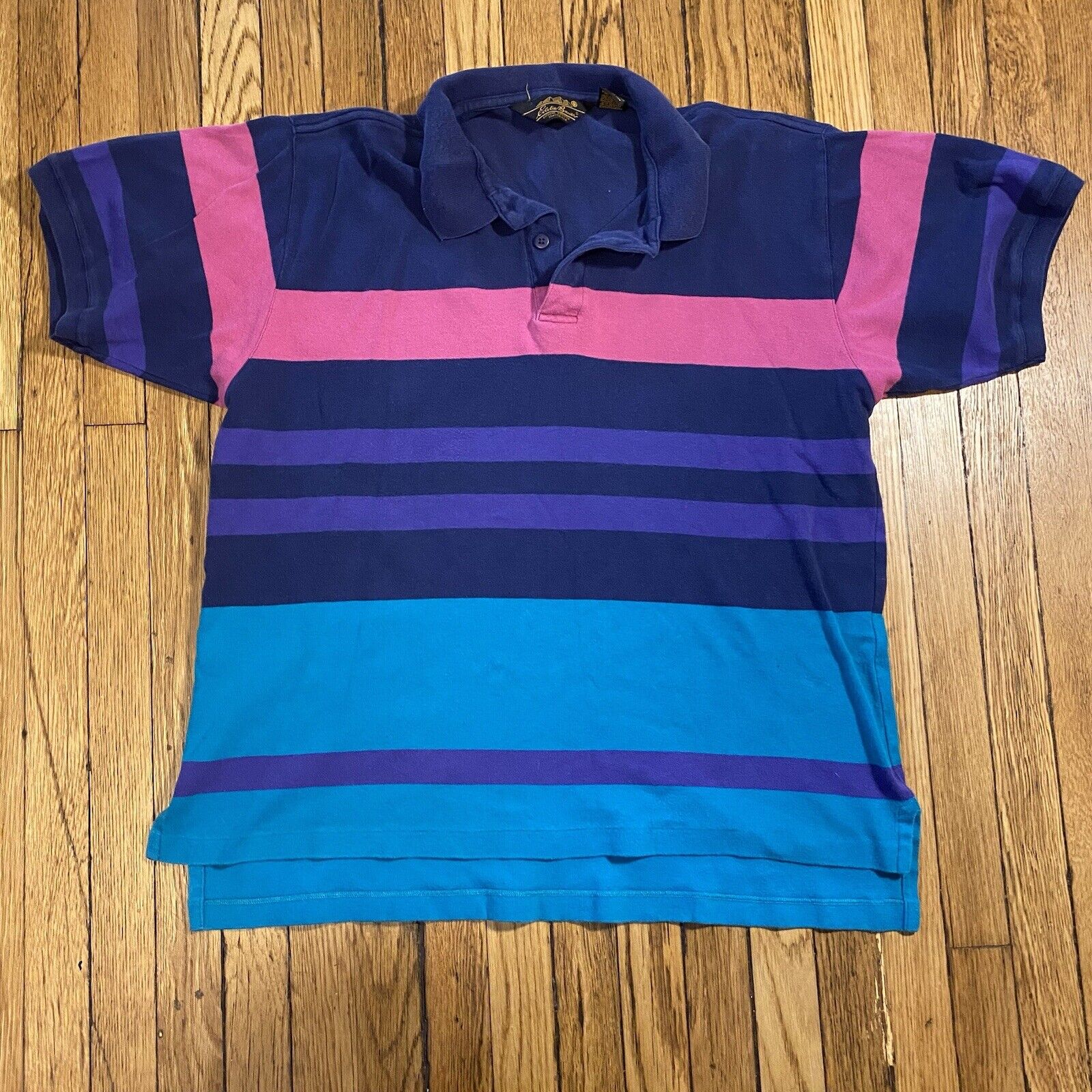 Vintage 80s 90s LL Bean Short Sleeve Shirt Stripe… - image 1