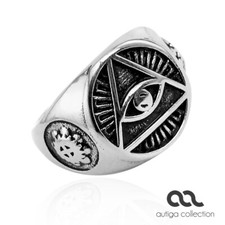 Freimaurer Ring Herren Edelstahl Allsehendes Auge der Vorsehung Dreieck Masonic