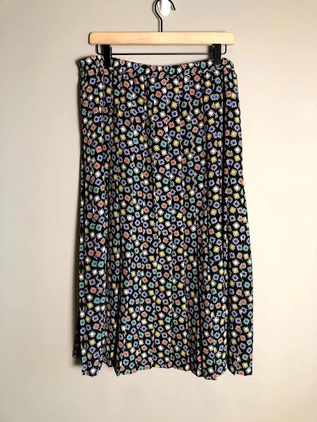 Falda midi plisada vintage Leslie Fay para mujer negra con estampado geométrico múltiple talla 12 Foto 2 de 4