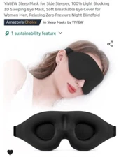 3D Sleep Mask for Side Sleepers - Light Blocking, Soft & Breathable Eye Mask for